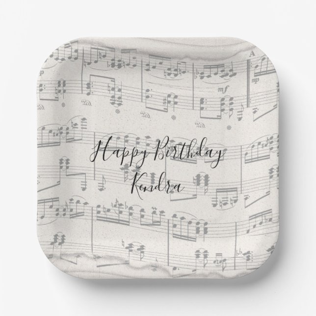 Assiettes En Carton Notes musicales élégantes avec plaquettes de papie (Recto)