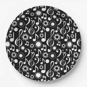 Assiettes En Carton Notes musicales et Clefs