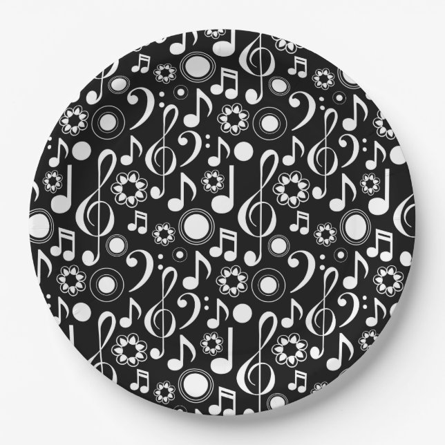 Assiettes En Carton Notes musicales et Clefs (Devant)