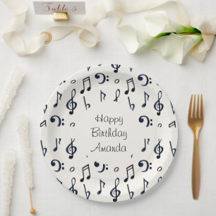Assiettes En Carton Notes musicales mignonnes Motif Anniversaire