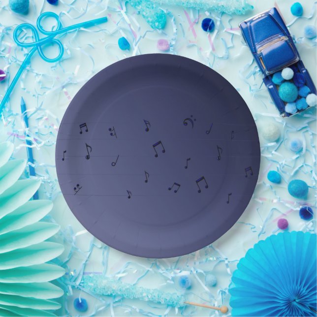 Assiettes En Carton Notes musicales Ombre foncé (Fête)