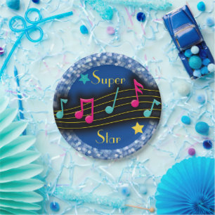 Assiettes En Carton Notes musicales Super Star Classic Round