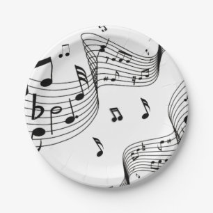 Assiettes En Carton Notes musicales sur le blanc