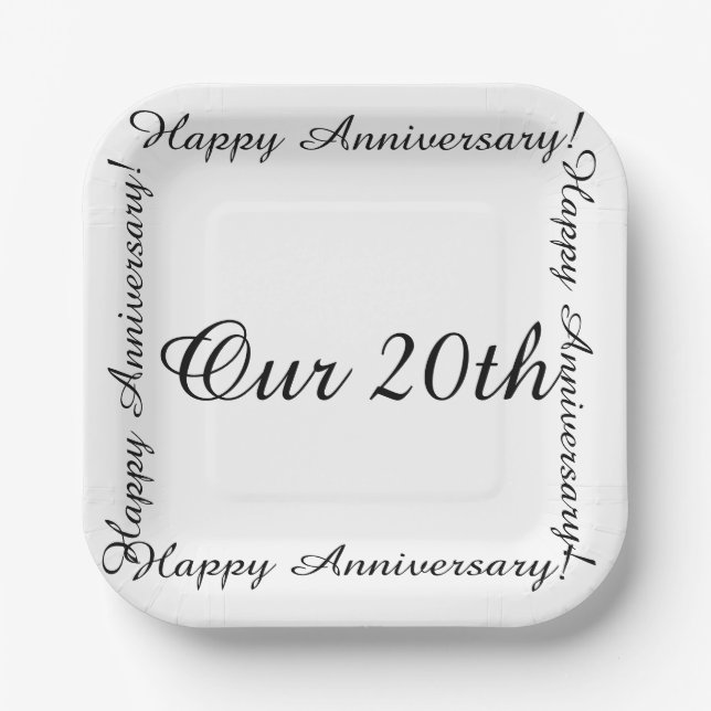 Assiettes En Carton Notre 20e anniversaire heureux (Recto)