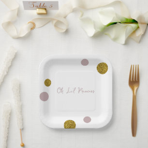 Assiettes En Carton Notre Li'l Princess Gold et Rose Gold