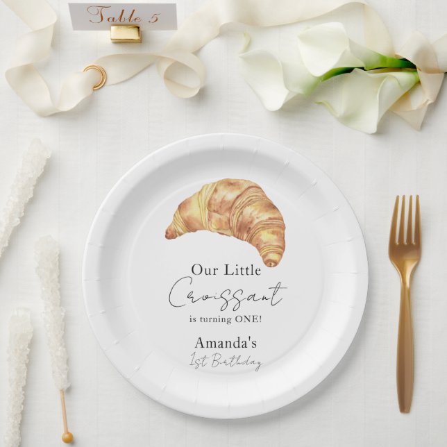 Assiettes En Carton Notre Little Croissant 1ère fête d'anniversaire (Mariage)