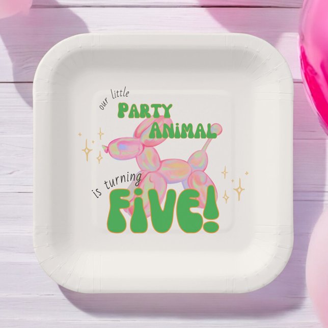 Assiettes En Carton Notre petit animal de ballon de fête 5e anniversai (Créateur téléchargé)