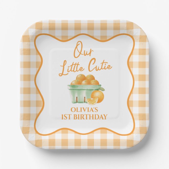 Assiettes En Carton Notre petit anniversaire orange (Recto)