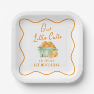 Assiettes En Carton Notre petit anniversaire orange mignon