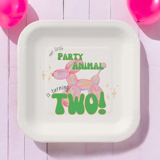 Assiettes En Carton Notre petit ballon de fête animal 2e anniversaire (Créateur téléchargé)