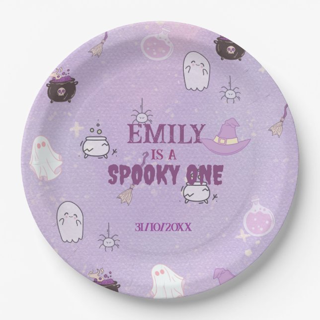Assiettes En Carton Notre Petit Boo Halloween 1er Anniversaire (Devant)