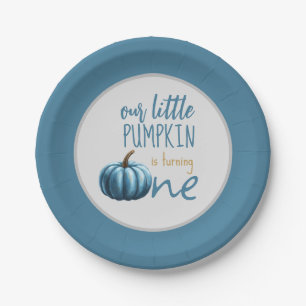 Assiettes En Carton Notre petit Citrouille bleu 1er anniversaire