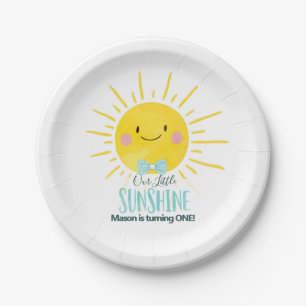 Assiettes En Carton Notre petit garçon Sunshine Blue Bow Cravate Sun P