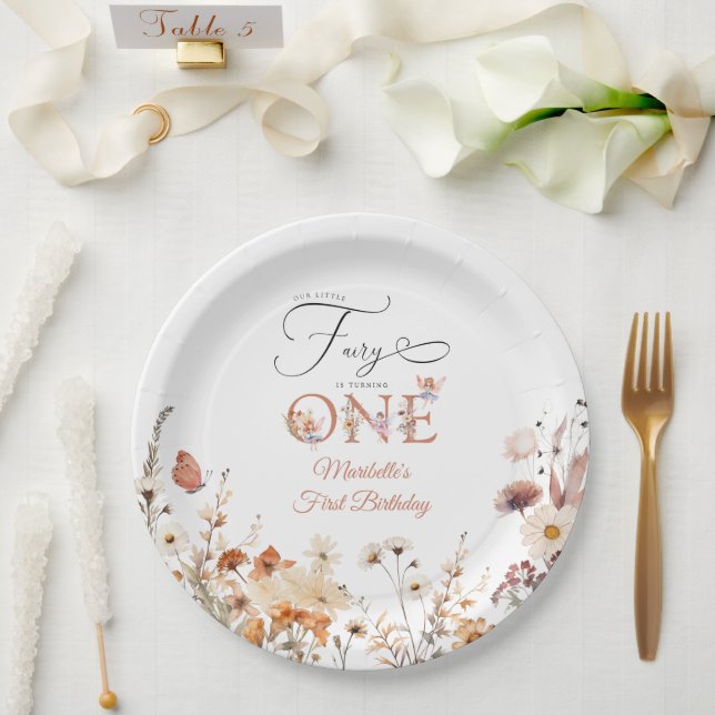 Assiettes En Carton Notre Petit Jardin Floral Fairy Premier Anniversai (Mariage)