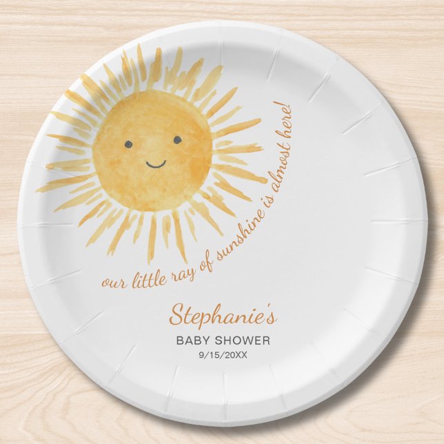 Assiettes En Carton Notre Petit Rayon De Baby shower Soleil (Créateur téléchargé)