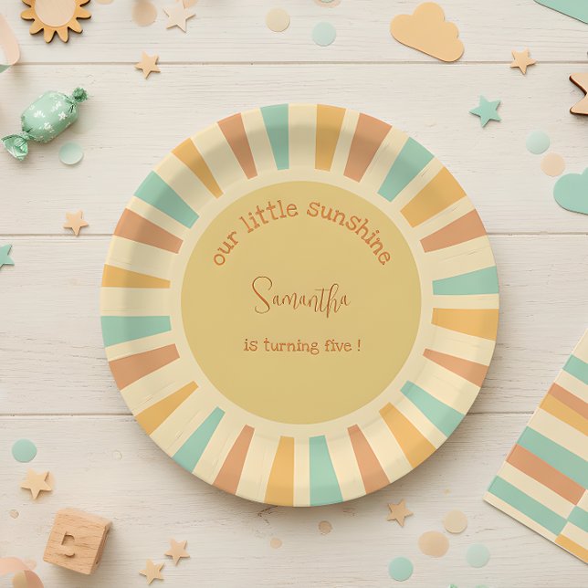 Assiettes En Carton notre petit soleil grand soleil avec rayons annive (Créateur téléchargé)
