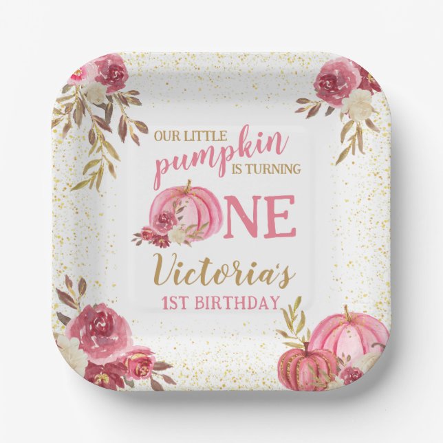 ASSIETTES EN CARTON NOTRE PETITE COULEUR D'EAU ROSE CITROUILLE 1ER ANN (Recto)