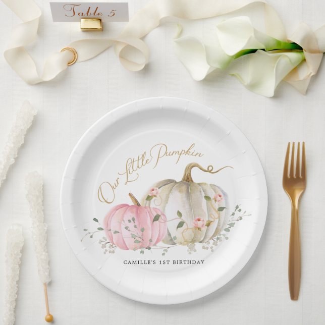 Assiettes En Carton Notre petite fille Citrouille 1er anniversaire (Mariage)