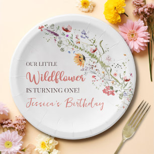 Assiettes En Carton Notre Petite Fleur sauvage Bébée Fille 1er anniver