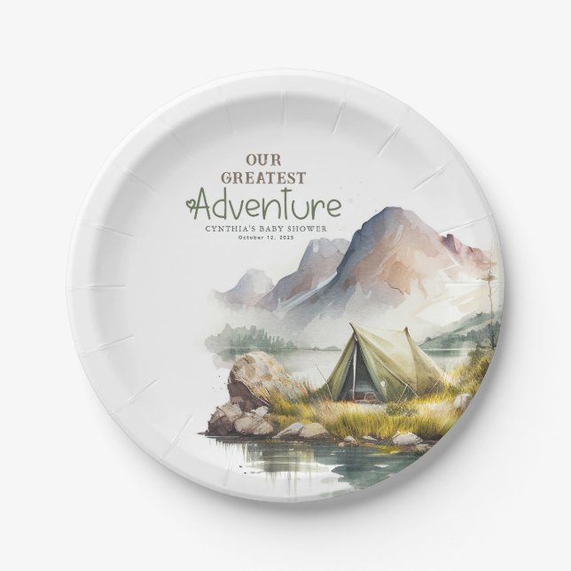 Assiettes En Carton Notre plus grande aventure Camping nature sauvage (Devant)