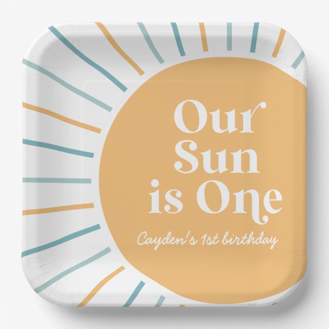 Assiettes En Carton Notre soleil est un Boho Sunshine anniversaire (Recto)