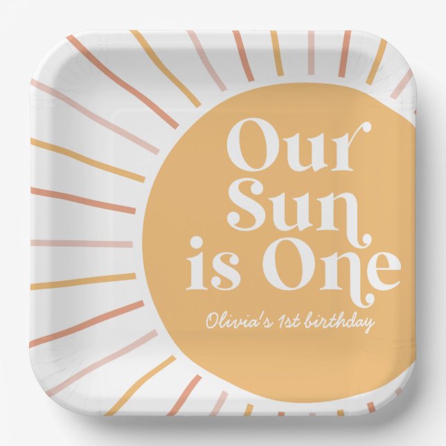 Assiettes En Carton Notre soleil est un Boho Sunshine anniversaire (Recto)