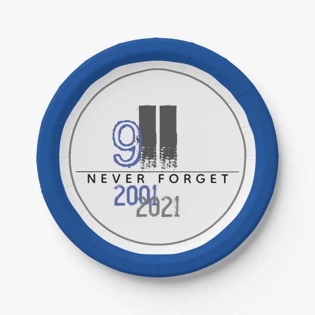 Assiettes En Carton N'oubliez jamais 911 Grey World Trade Centre (Devant)