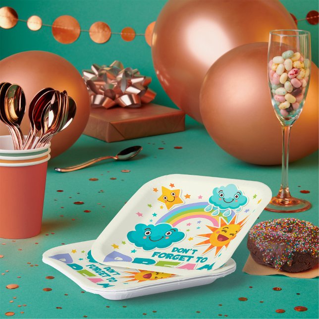 Assiettes En Carton N'oubliez pas de rêver des nuages solaires inspira (Créateur téléchargé)