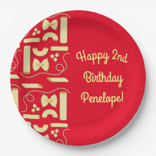 Assiettes En Carton Nouilles Pasta Enfant 1er Anniversaire fête Italie