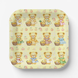 Assiettes En Carton Nounours Ours en Peluche et Corbeilles de Fruits