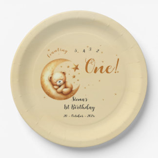 Assiettes En Carton Nounours Ourson Mignon Endormi Sur La Lune 1er Ann