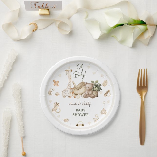 Assiettes En Carton Nourriture Bohème Giraffe & Baby shower Jouets Our (Mariage)