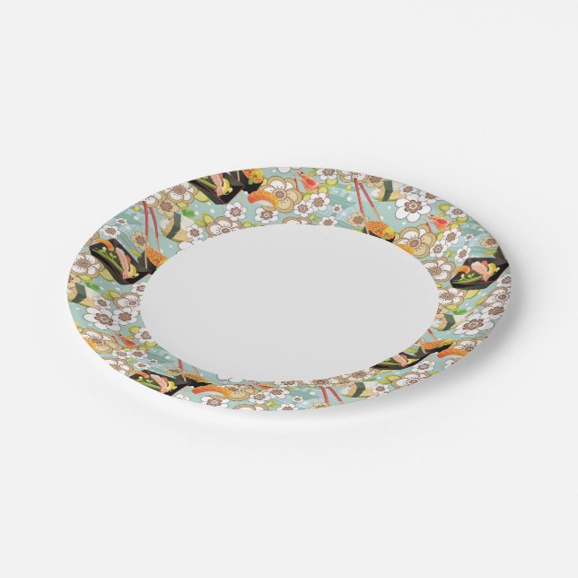 Assiettes En Carton Nourriture japonaise : Sushi Motif 4 (Angle)