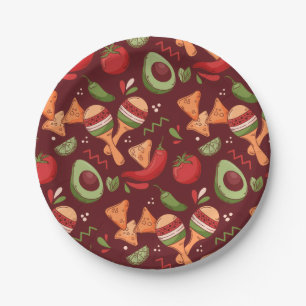 Assiettes En Carton Nourriture Mexicaine Rouge Et Verte