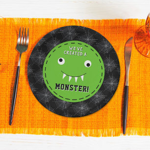 Assiettes En Carton "Nous avons créé un monstre" Baby shower Halloween