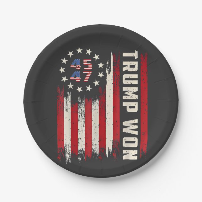 Assiettes En Carton Nous avons gagné TRUMP INAUGURATION Drapeau améric (Devant)