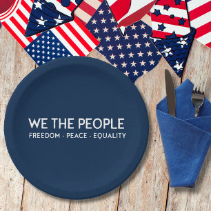 Assiettes En Carton NOUS LE PEUPLE Liberté Paix Égalité   Bleu