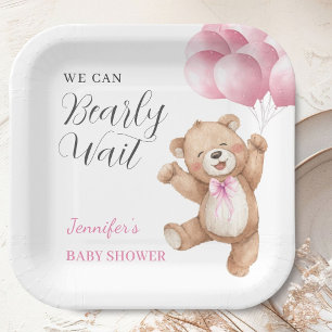 Assiettes En Carton Nous pouvons à peine attendre Fille Ourson Fête de