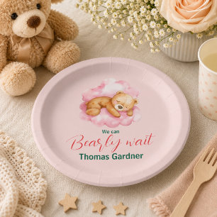 Assiettes En Carton Nous pouvons à peine attendre Garçon Ourson Mignon