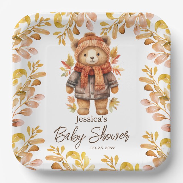 Assiettes En Carton Nous pouvons attendre Baby shower Feuille (Recto)