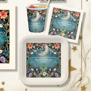Assiettes En Carton Nous sommes au-dessus de la lune Floral Girl Baby 