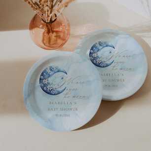 Assiettes En Carton Nous Sommes Au-Dessus Du Baby shower Moon Boy