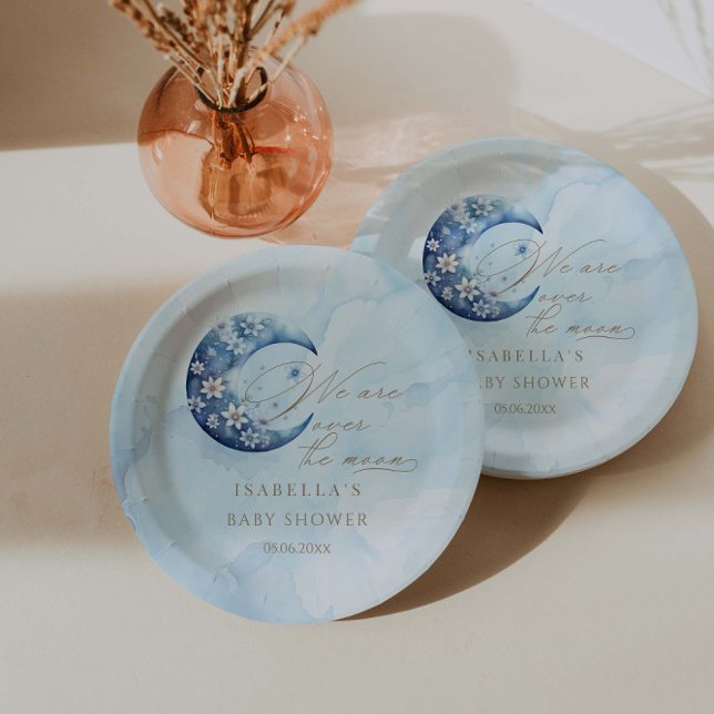 Assiettes En Carton Nous Sommes Au-Dessus Du Baby shower Moon Boy (Créateur téléchargé)