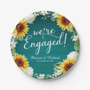 Assiettes En Carton Nous sommes engagés Rustic Sunflowers Engagement P