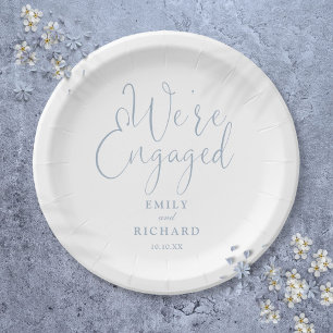 Assiettes En Carton Nous sommes fiancés Fête de fiançailles Bleu pouss