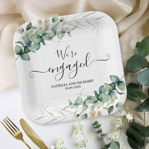 Assiettes En Carton Nous sommes fiancés Greenery Or Engagement