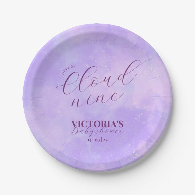 Assiettes En Carton Nous Sommes Sur Le Baby shower Cloud Neuf (Devant)