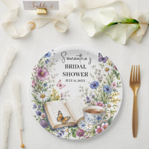 Assiettes En Carton Nouveau Chapitre Livre Papillon Floral Baby Shower