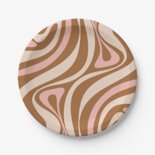 Assiettes En Carton Nouveau Motif Abstrait Groove Retro Trippy