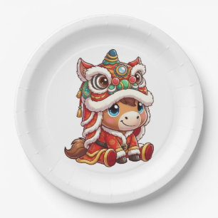 Assiettes En Carton Nouvel An Chinois Cheval 2026 Zodiaque